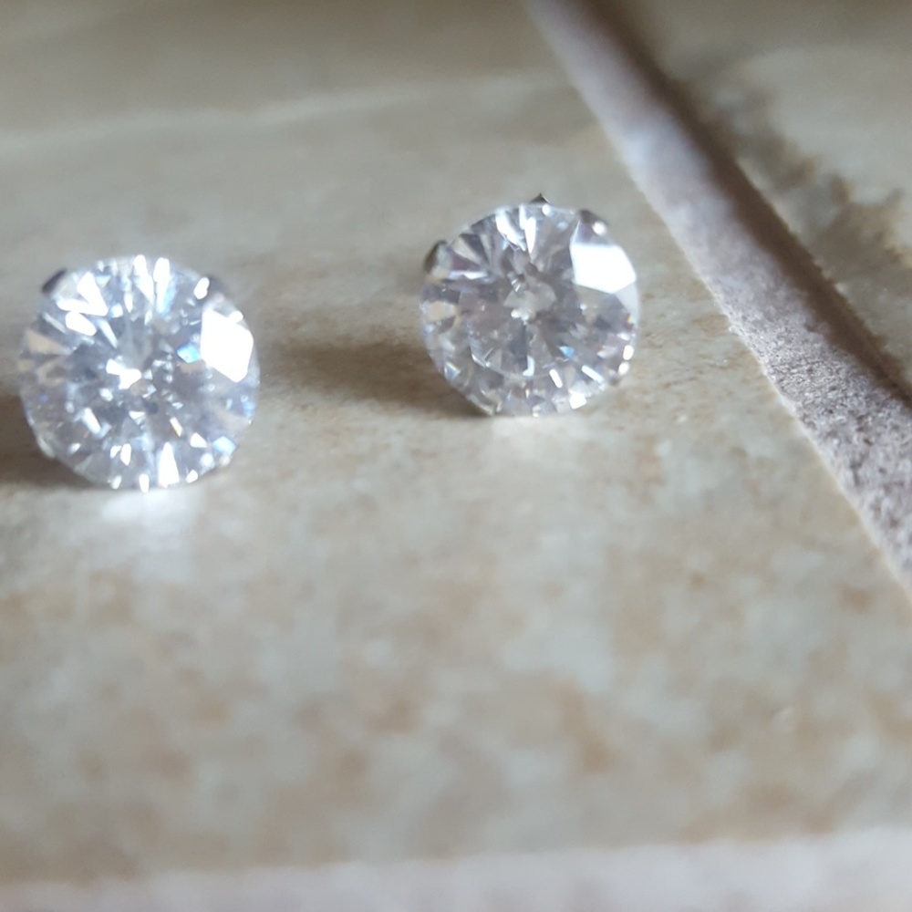 3/$10 Large cubic zirconia stud earrings